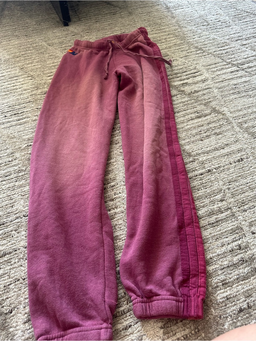 Aviator Nation Maroon Drawstring Track Joggers